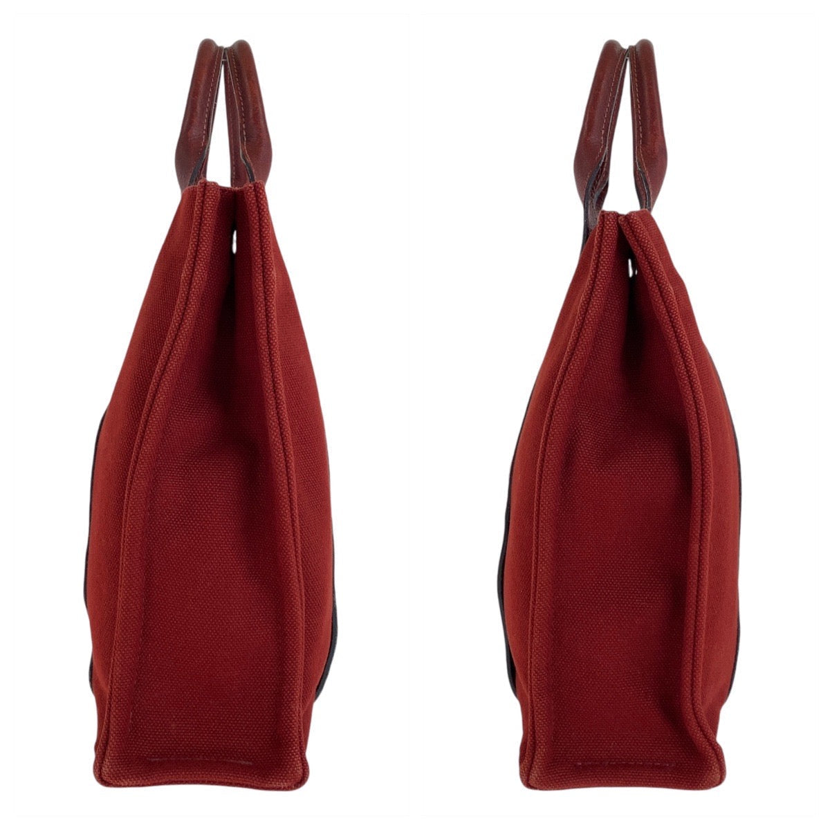 HERMES Tote Bag Canvas, Leather Wine Red Bordeaux SilverMetal Tote Bag Handbag A4 compatible Sac Arne MM Women Used