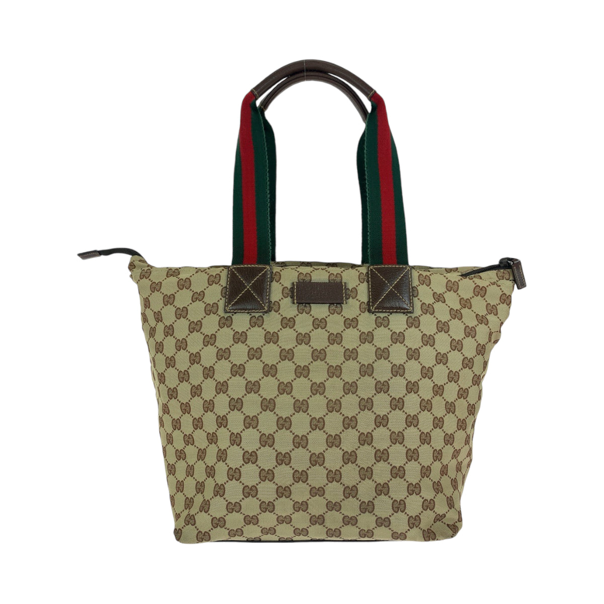 GUCCI Tote Bag 131231 GG canvas Brown Red Green Soft Tote Bag Handbag Shoulder Bag Sherry line Women Used