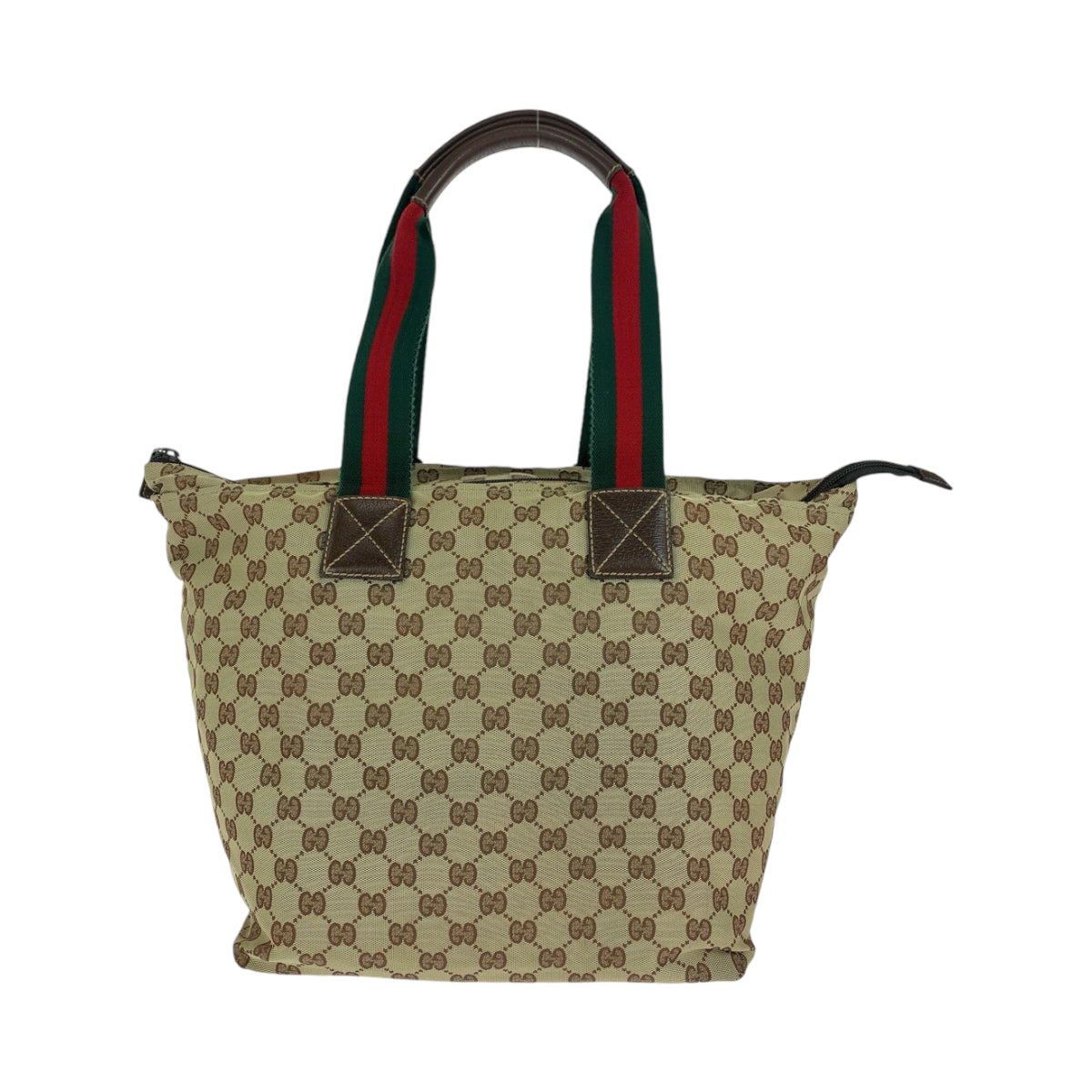 GUCCI Tote Bag 131231 GG canvas Brown Red Green Soft Tote Bag Handbag Shoulder Bag Sherry line Women Used