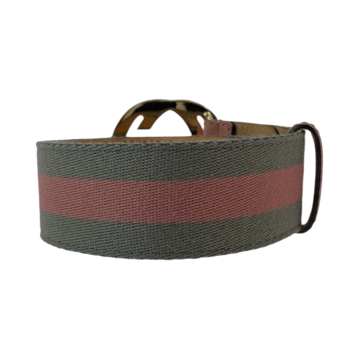 GUCCI belt 114876 canvas Pink Gray SilverMetal belt Interlocking mens 34 Used