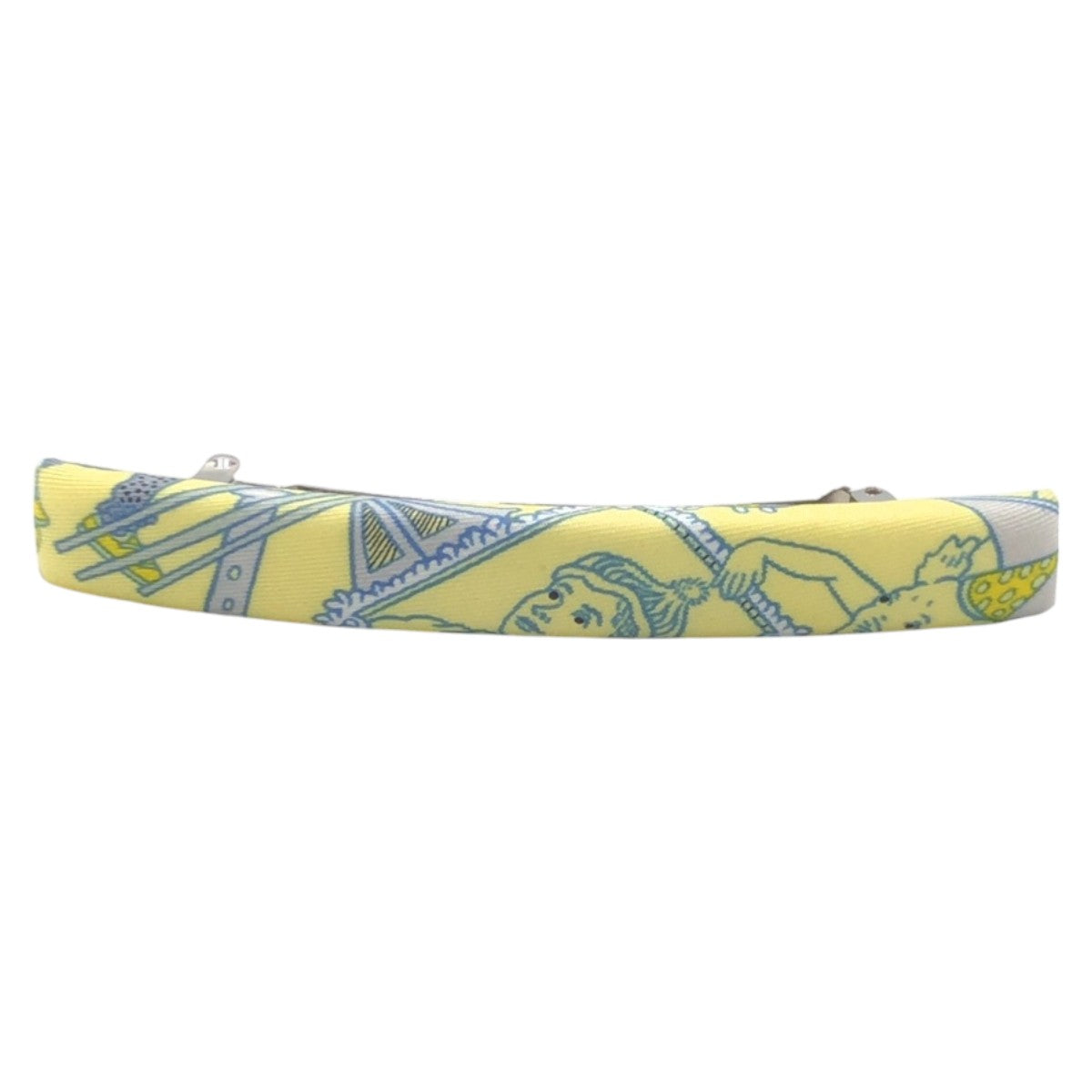 HERMES Valletta silk Yellow Light Blue SilverMetal Valletta hair accessories Women Used