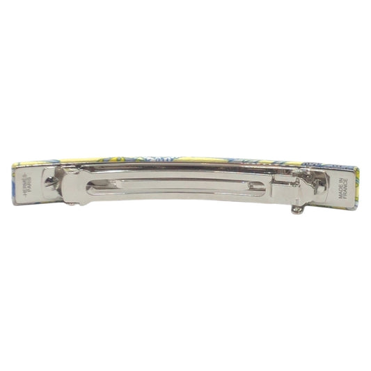 HERMES Valletta silk Yellow Light Blue SilverMetal Valletta hair accessories Women Used