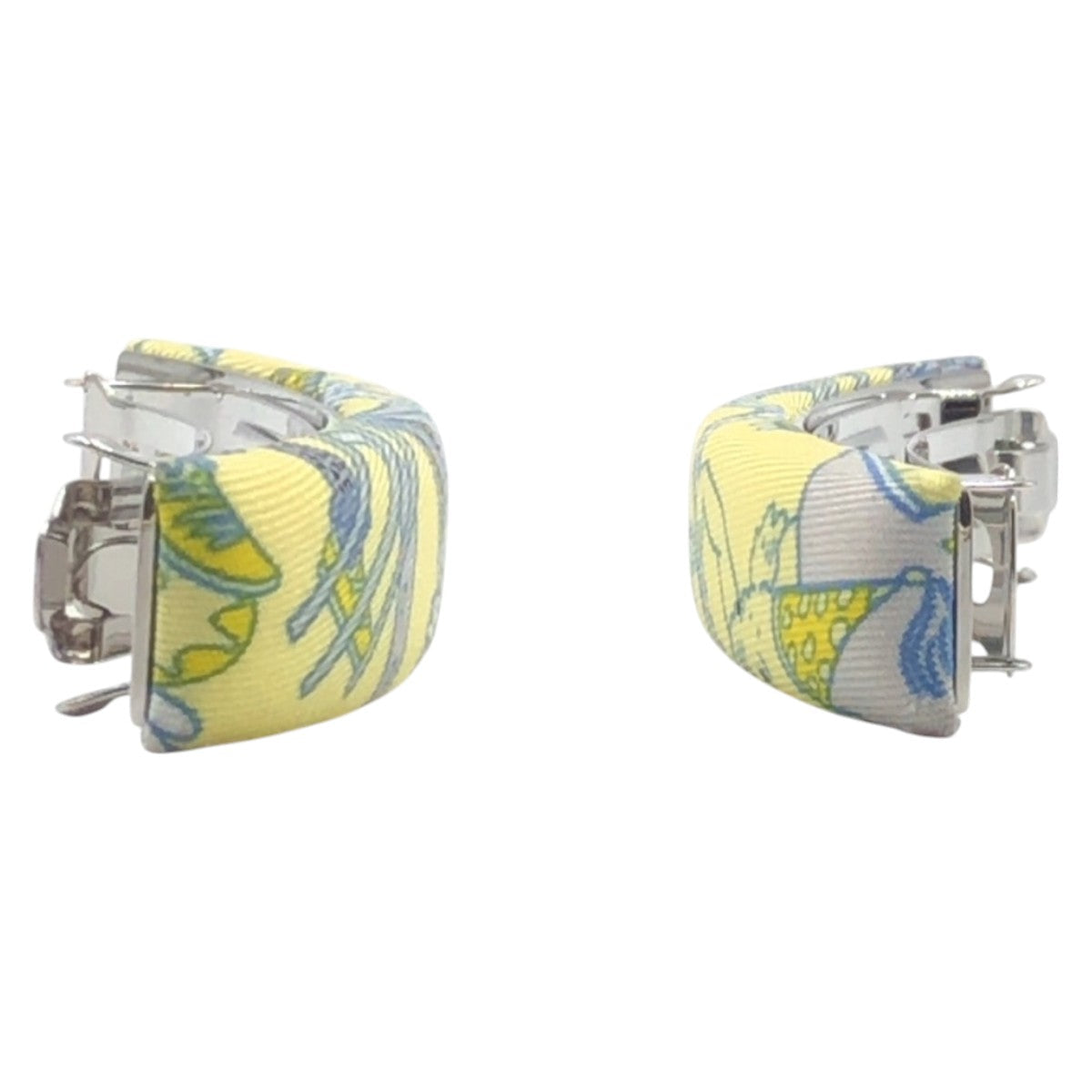 HERMES Valletta silk Yellow Light Blue SilverMetal Valletta hair accessories Women Used