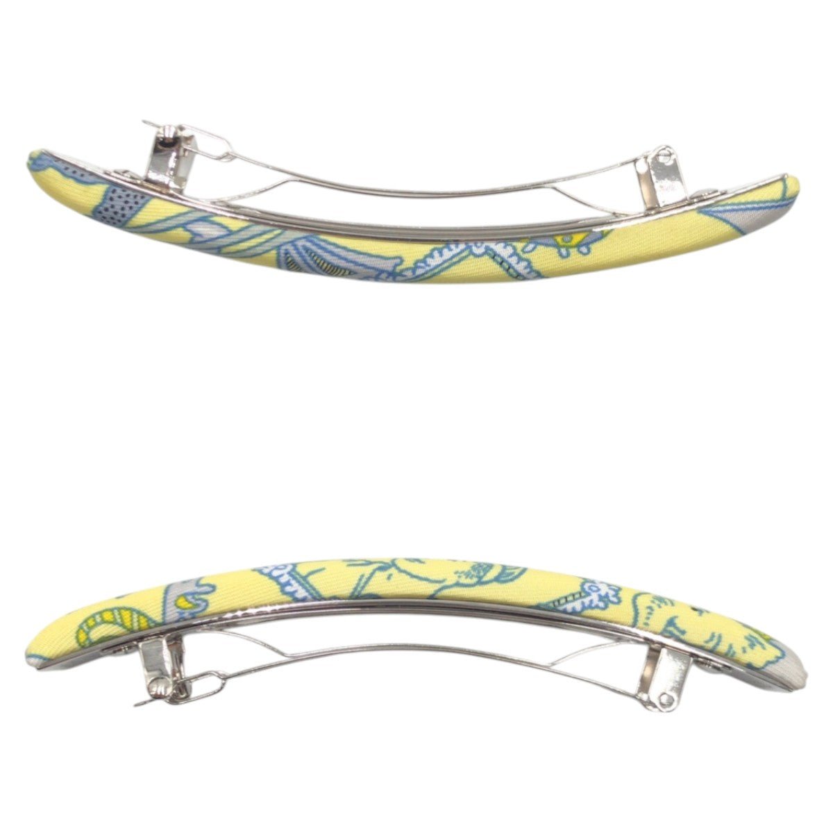 HERMES Valletta silk Yellow Light Blue SilverMetal Valletta hair accessories Women Used