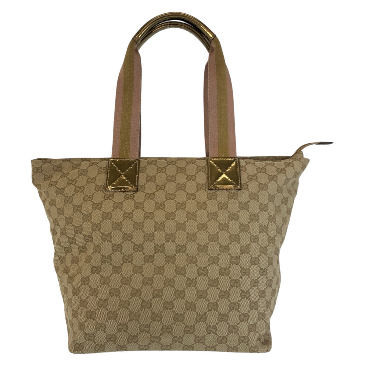 GUCCI Tote Bag 131231 GG canvas Beige Gold GoldMetal Tote Bag Shoulder Bag Women Used
