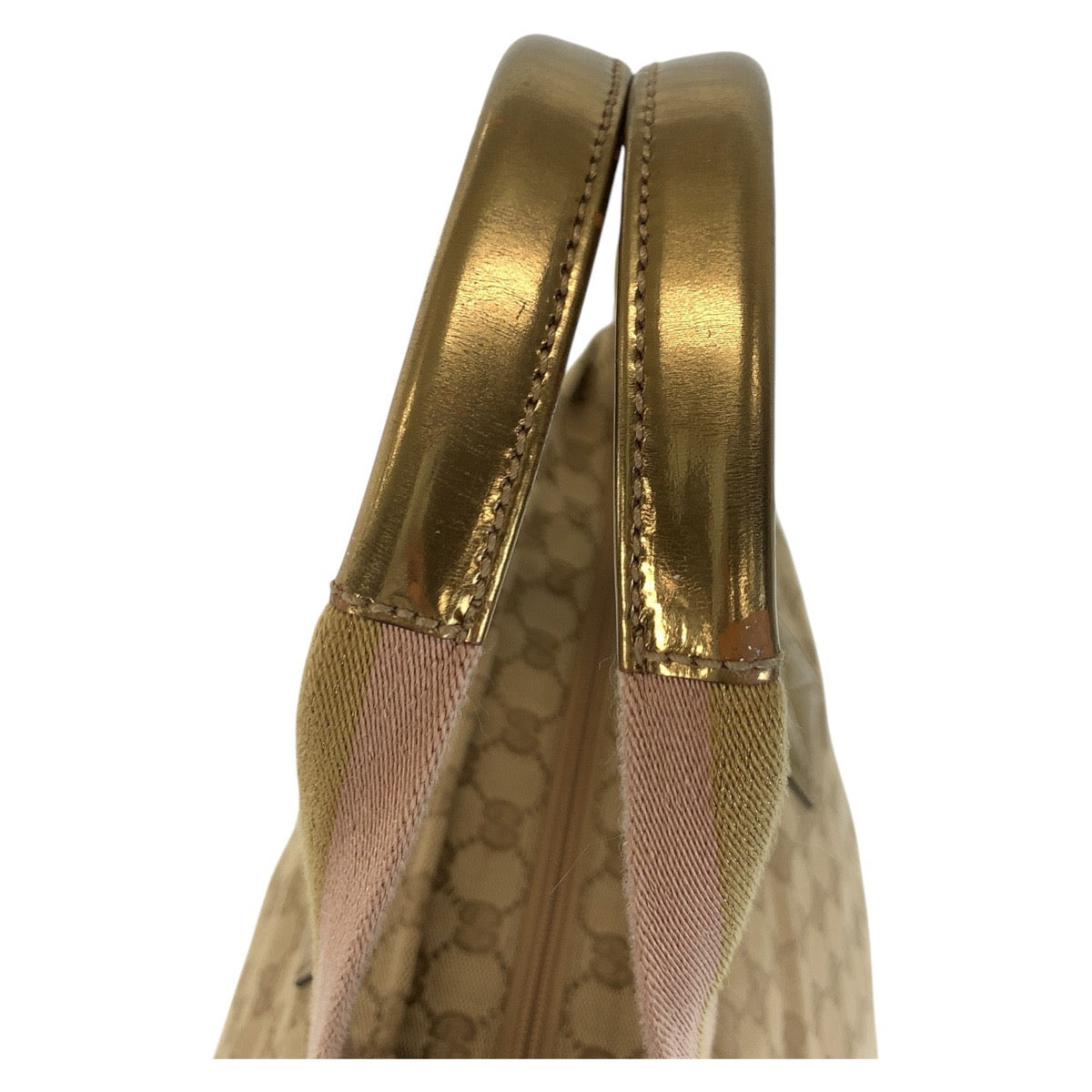 GUCCI Tote Bag 131231 GG canvas Beige Gold GoldMetal Tote Bag Shoulder Bag Women Used