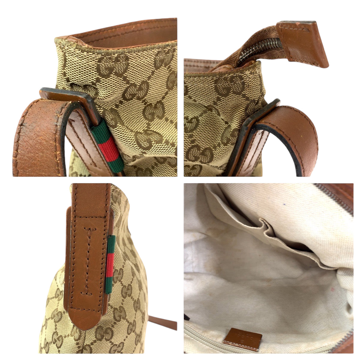 GUCCI Shoulder Bag 337598 GG canvas Brown Silver Metal Shoulder Bag Messenger bag Sherry line Women Used