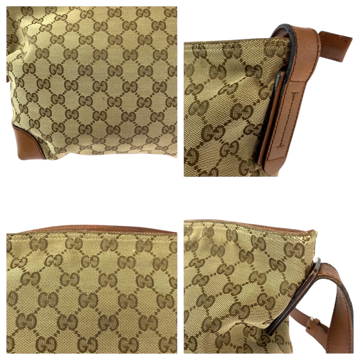 GUCCI Shoulder Bag 337598 GG canvas Brown Silver Metal Shoulder Bag Messenger bag Sherry line Women Used