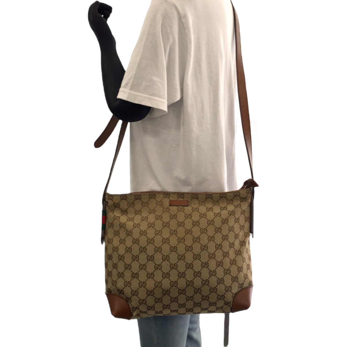 GUCCI Shoulder Bag 337598 GG canvas Brown Silver Metal Shoulder Bag Messenger bag Sherry line Women Used