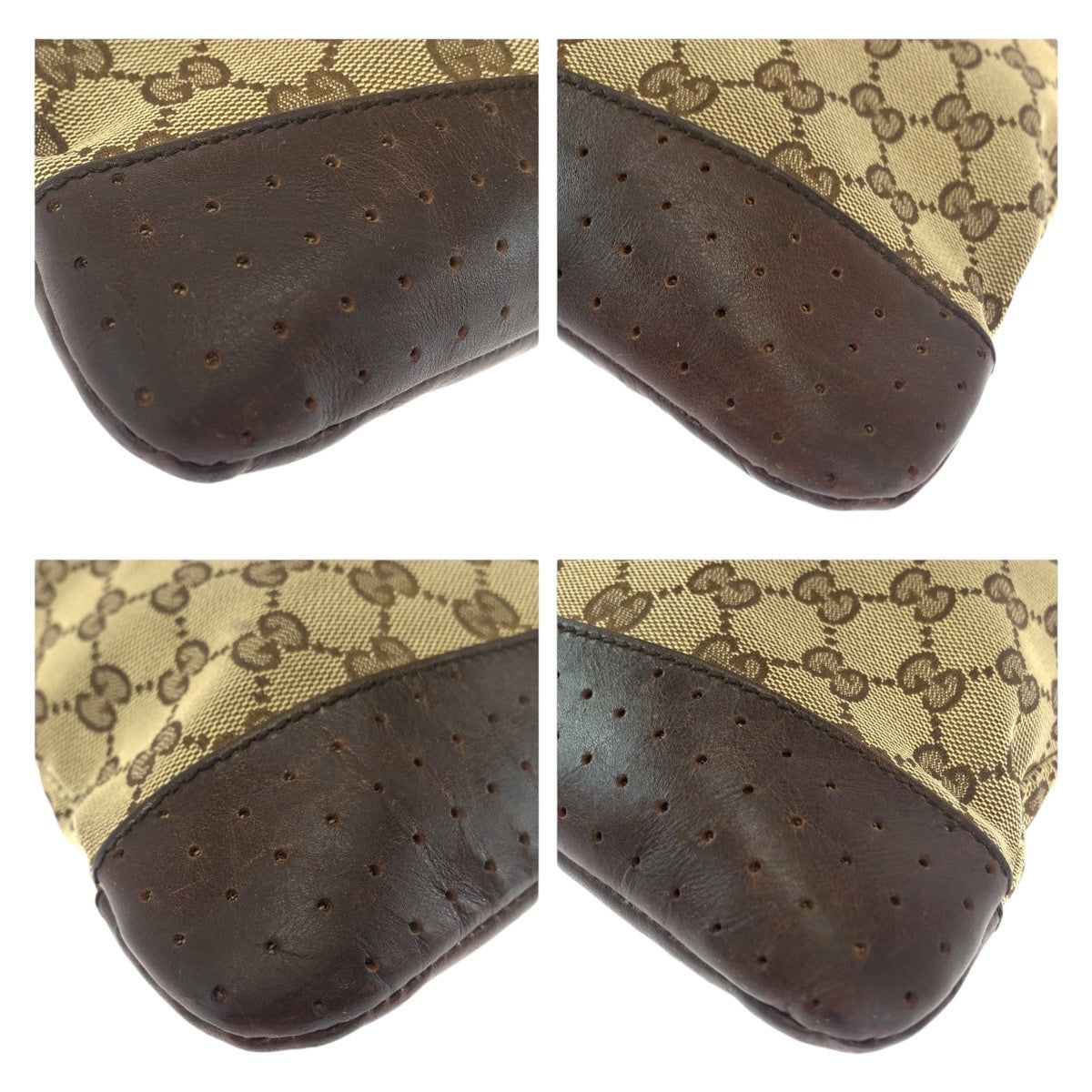 GUCCI Shoulder Bag 145857 GG canvas, leather Brown Beige Gold Metal Shoulder Bag Messenger bag Women Used