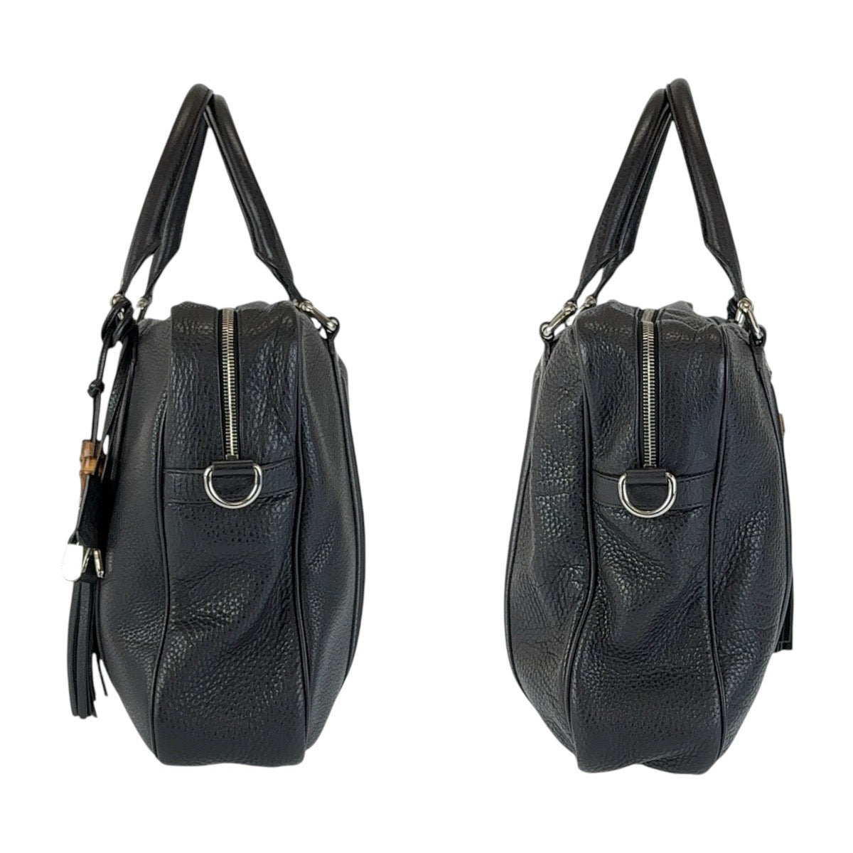 GUCCI Business bag 231850 leather Black SilverMetal Business Bag Briefcase Shoulder Bag 2WAY Bamboo Tassel mens Used