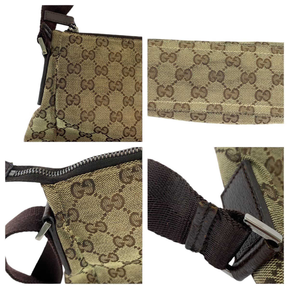 GUCCI Shoulder Bag 114273 GG canvas Brown Beige SilverMetal Shoulder Bag Messenger bag Women Used