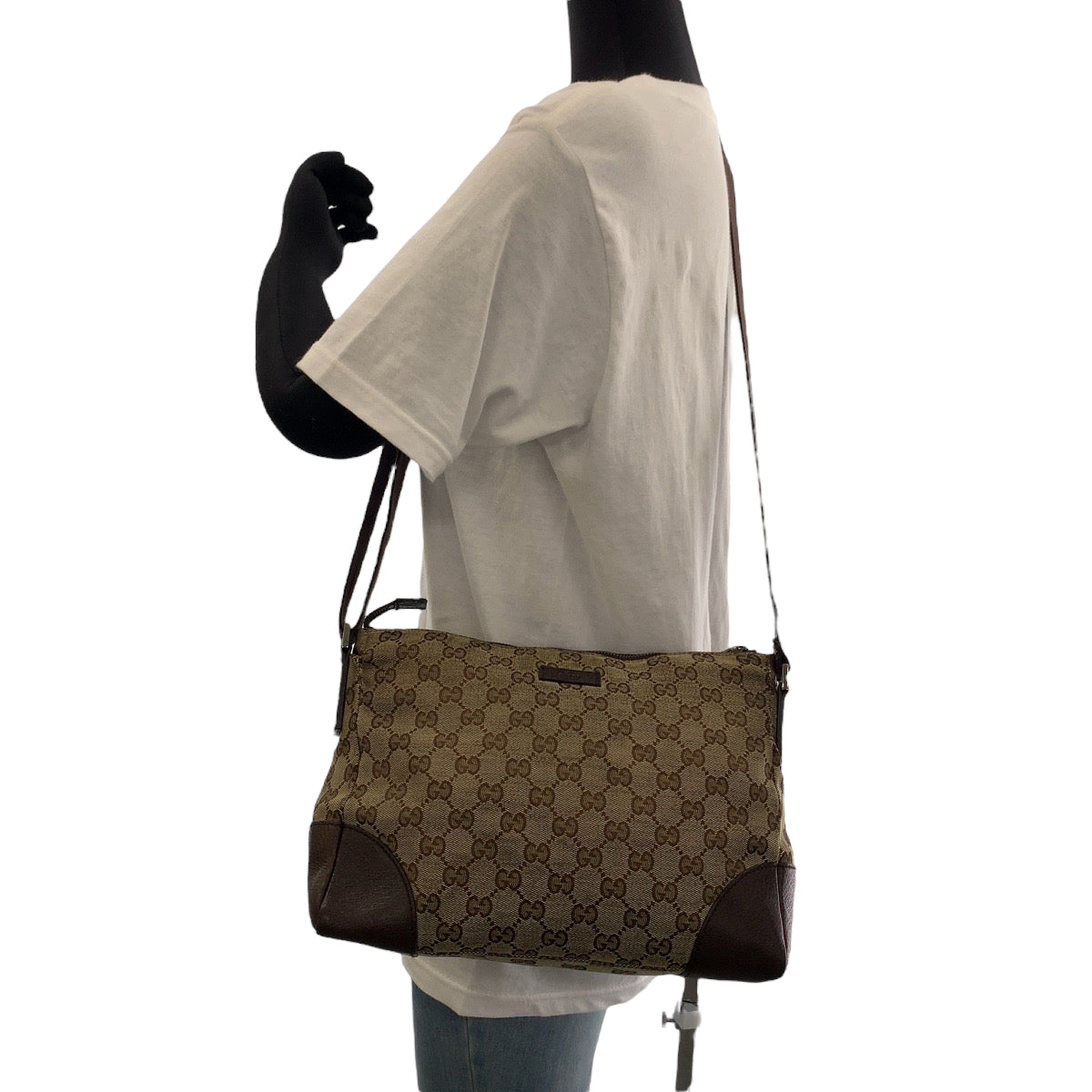 GUCCI Shoulder Bag 114273 GG canvas Brown Beige SilverMetal Shoulder Bag Messenger bag Women Used