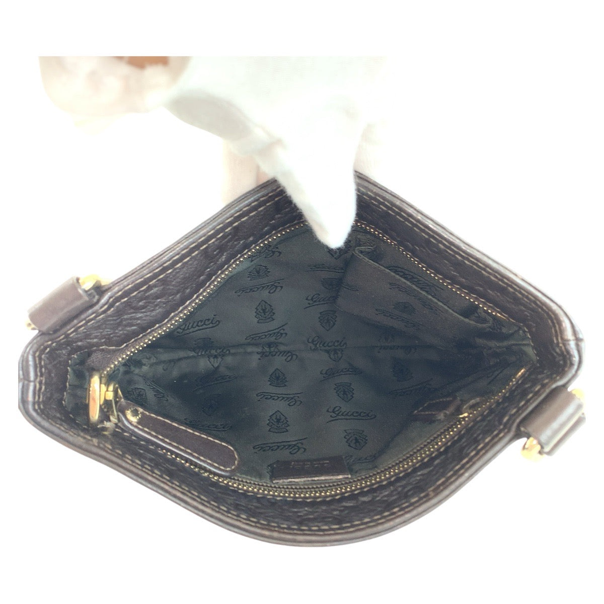 GUCCI Shoulder Bag 201538 leather Brown Gold Metal Crossbody Shoulder Bag Pochette Guccisima mens Used