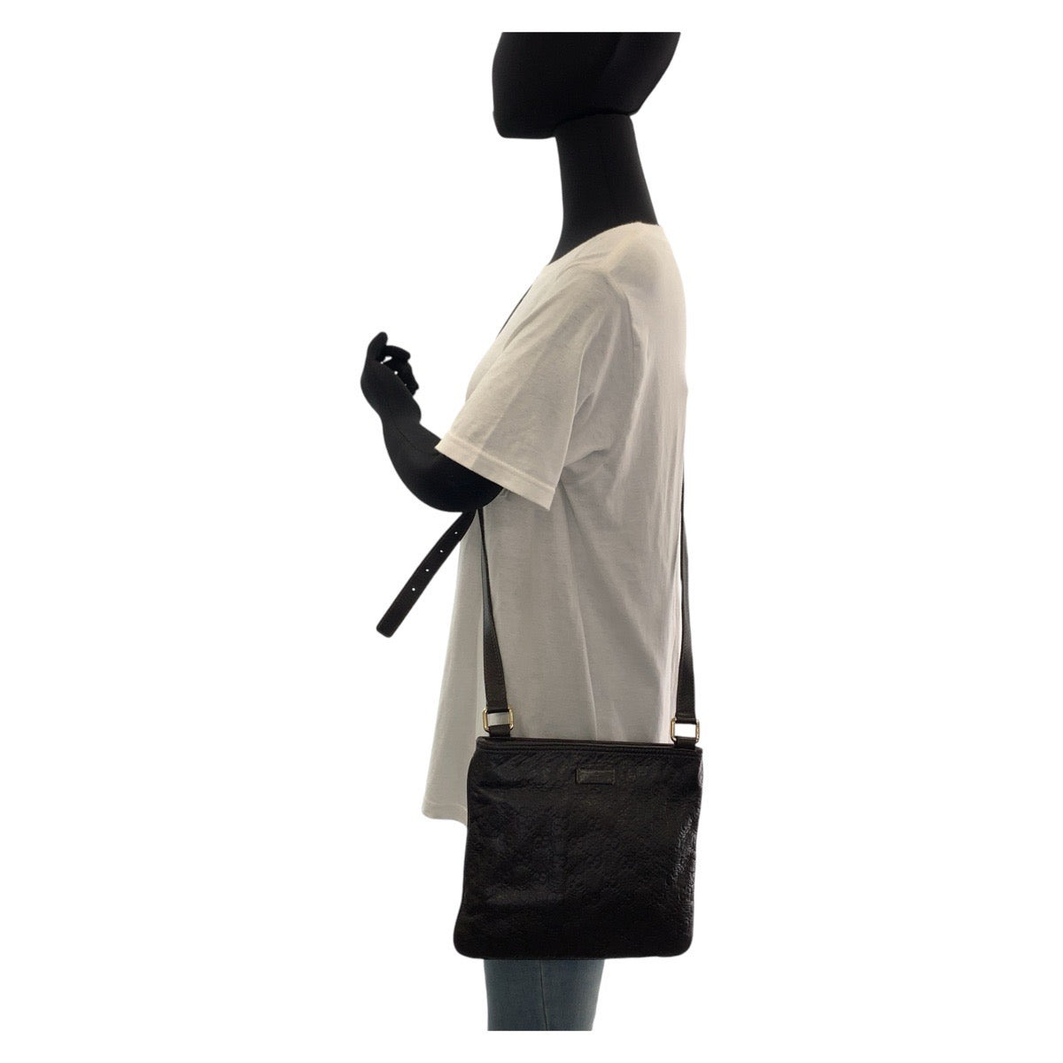 GUCCI Shoulder Bag 201538 leather Brown Gold Metal Crossbody Shoulder Bag Pochette Guccisima mens Used