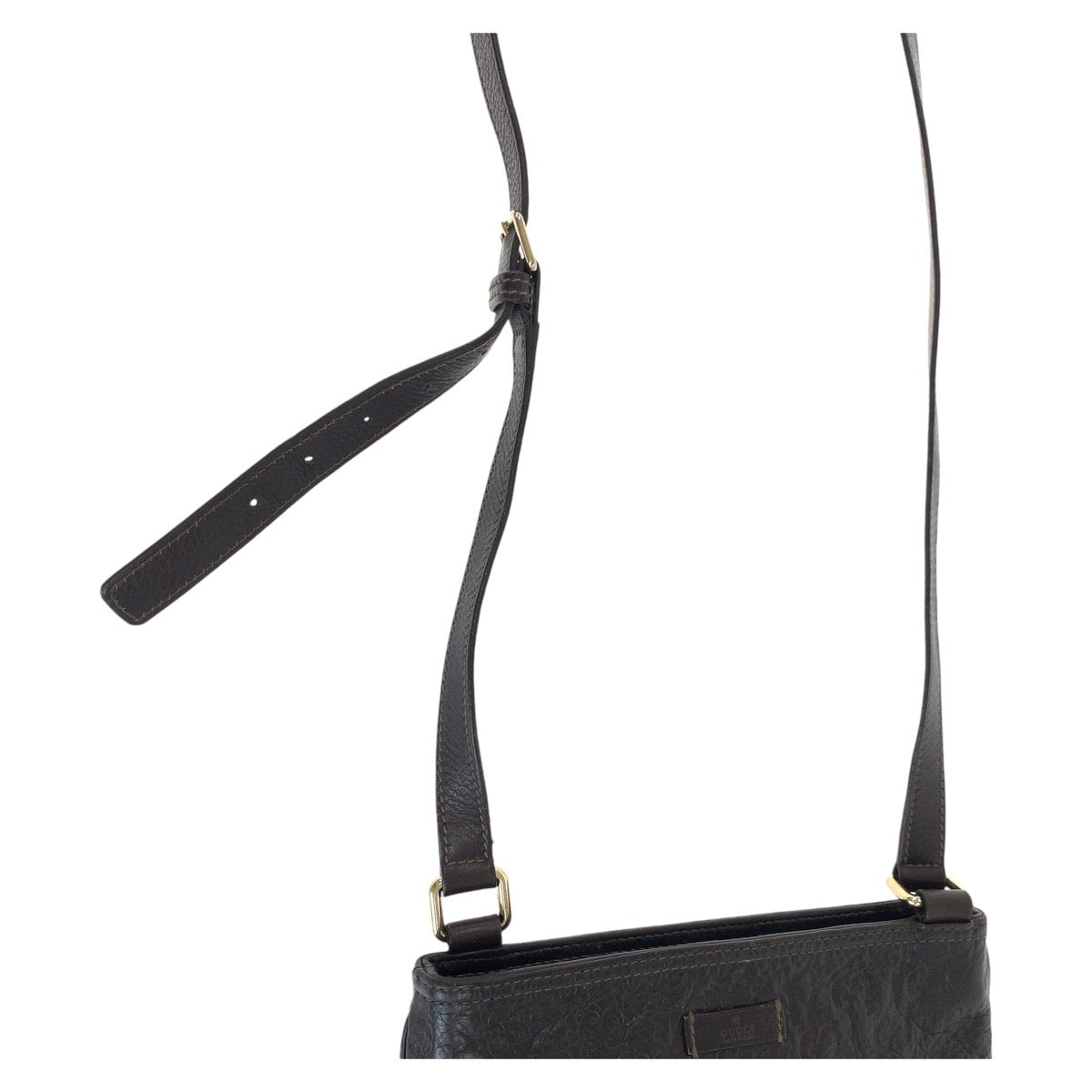 GUCCI Shoulder Bag 201538 leather Brown Gold Metal Crossbody Shoulder Bag Pochette Guccisima mens Used