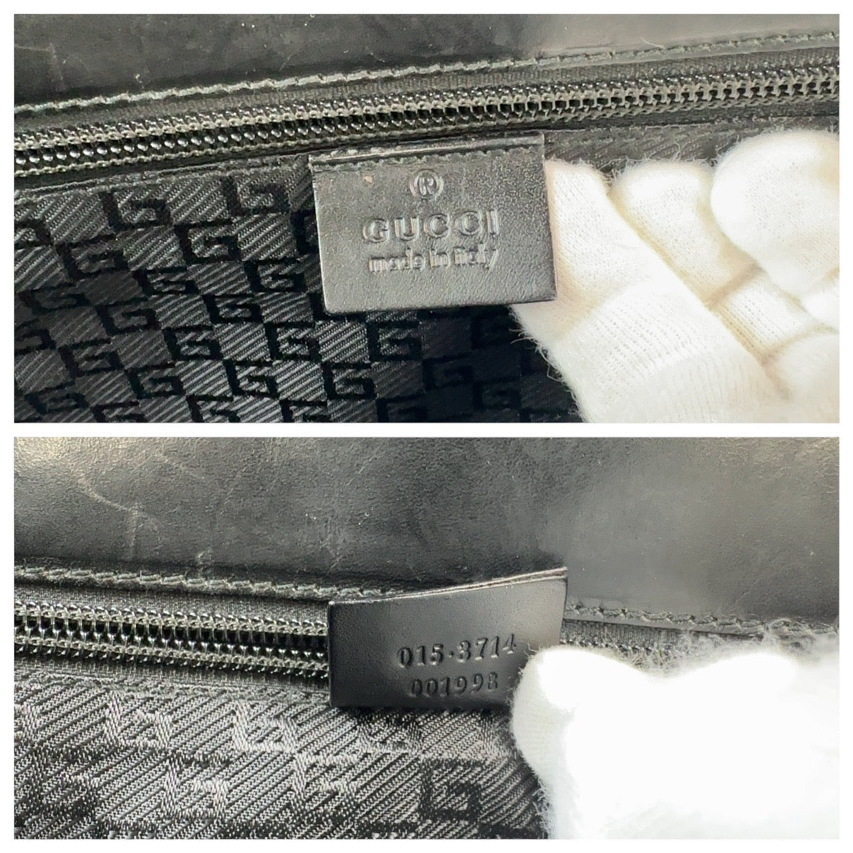 GUCCI Business bag 015 3714 leather Black SilverMetal Business Bags Briefcases mens Used