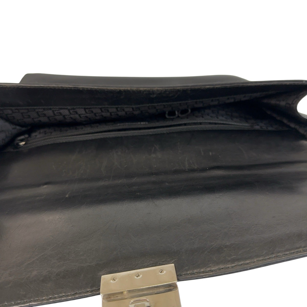 GUCCI Business bag 015 3714 leather Black SilverMetal Business Bags Briefcases mens Used