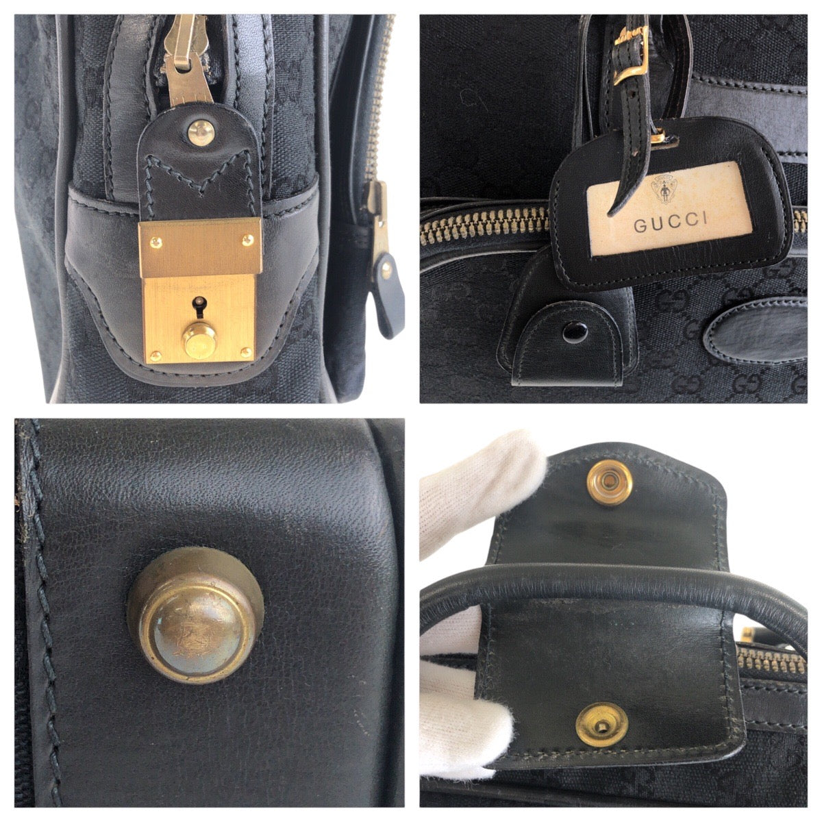GUCCI Business bag GG canvas Black GoldMetal Business bag briefcase Old Gucci mens Used