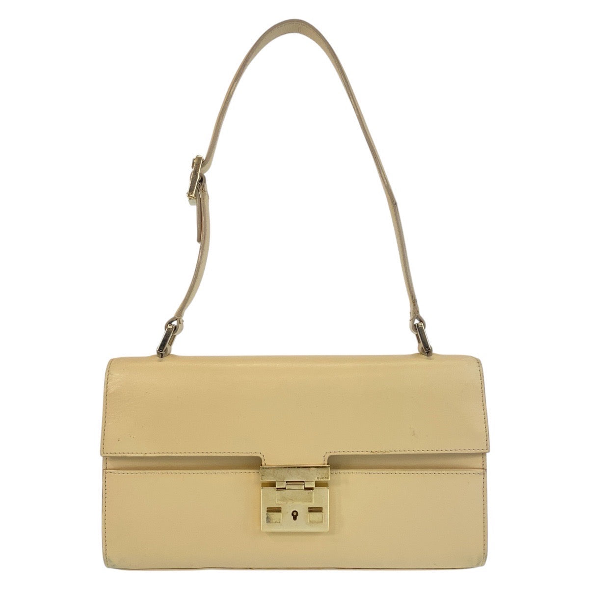 GUCCI Shoulder Bag 001 4214 leather Beige Gold Metal Ready lock Women Used