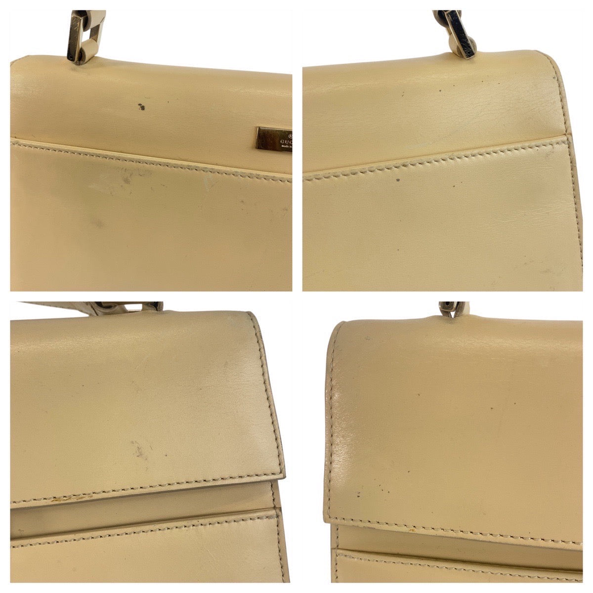 GUCCI Shoulder Bag 001 4214 leather Beige Gold Metal Ready lock Women Used