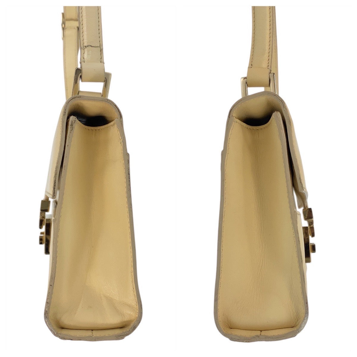 GUCCI Shoulder Bag 001 4214 leather Beige Gold Metal Ready lock Women Used