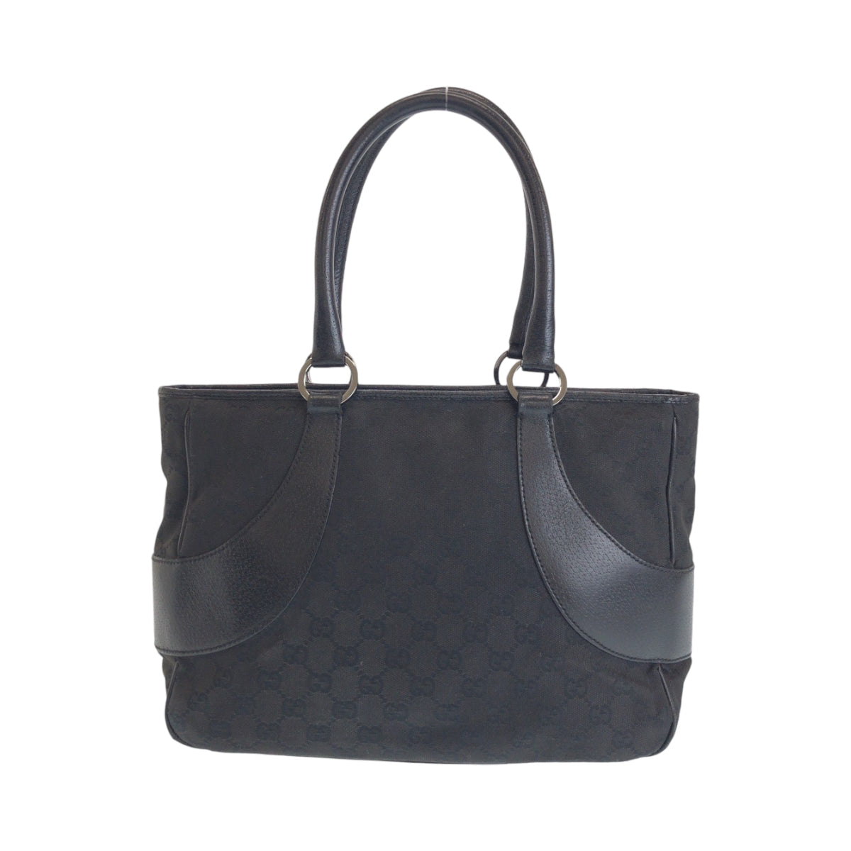 GUCCI Tote Bag 113011 GG canvas Black SilverMetal Tote Bag Shoulder Bag Women Used