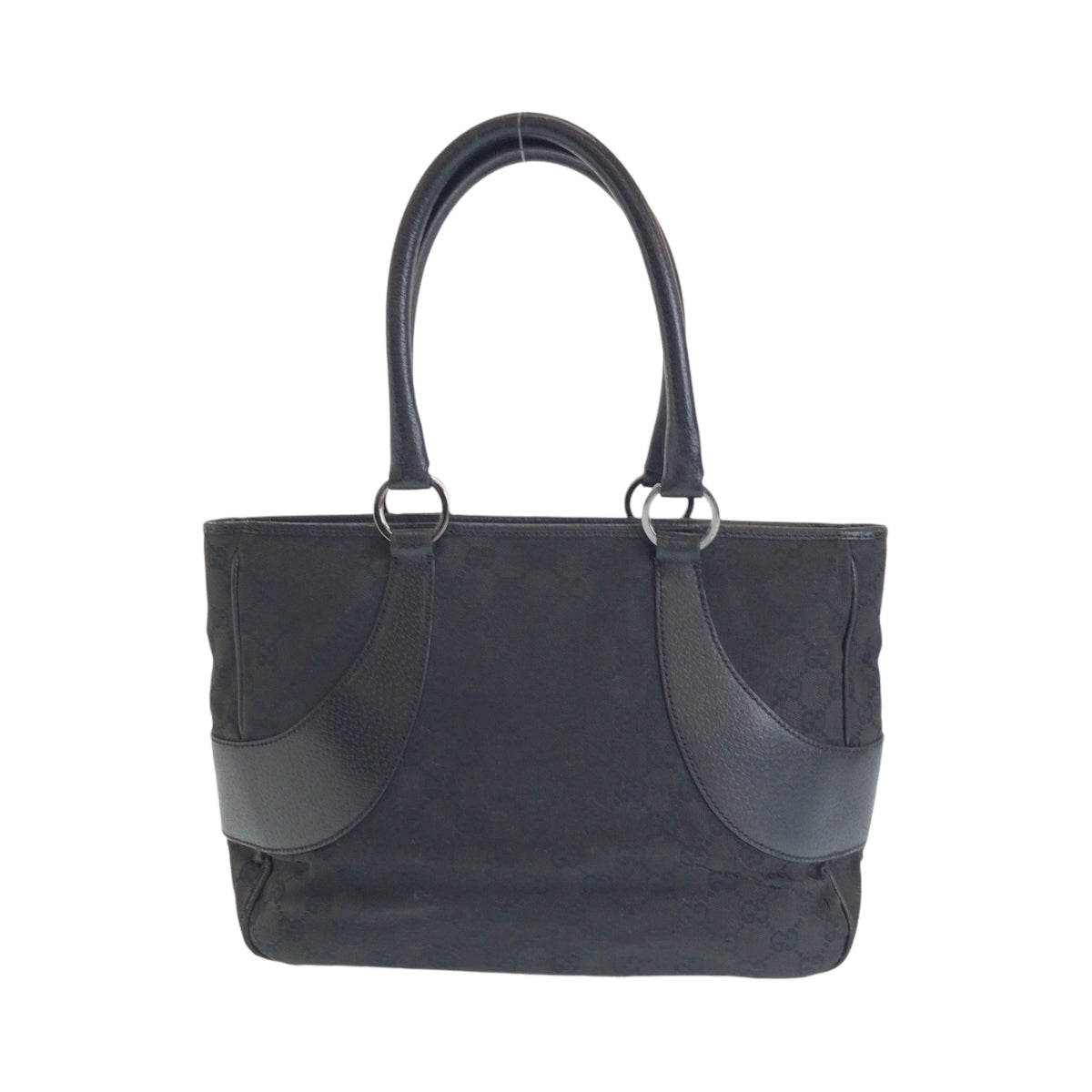 GUCCI Tote Bag 113011 GG canvas Black SilverMetal Tote Bag Shoulder Bag Women Used