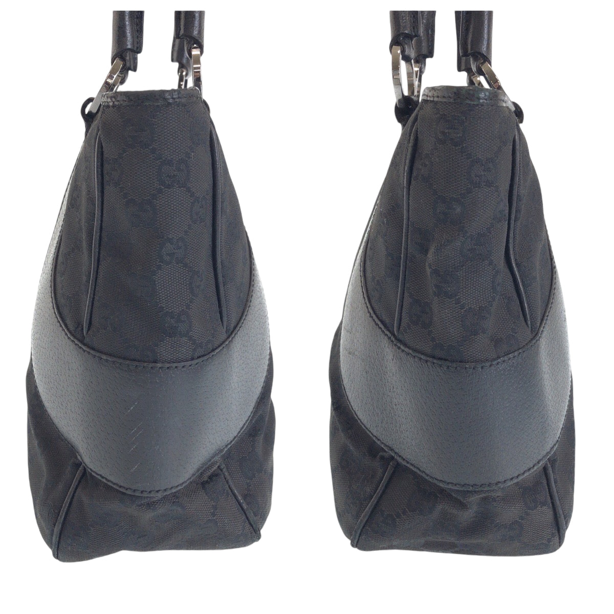 GUCCI Tote Bag 113011 GG canvas Black SilverMetal Tote Bag Shoulder Bag Women Used