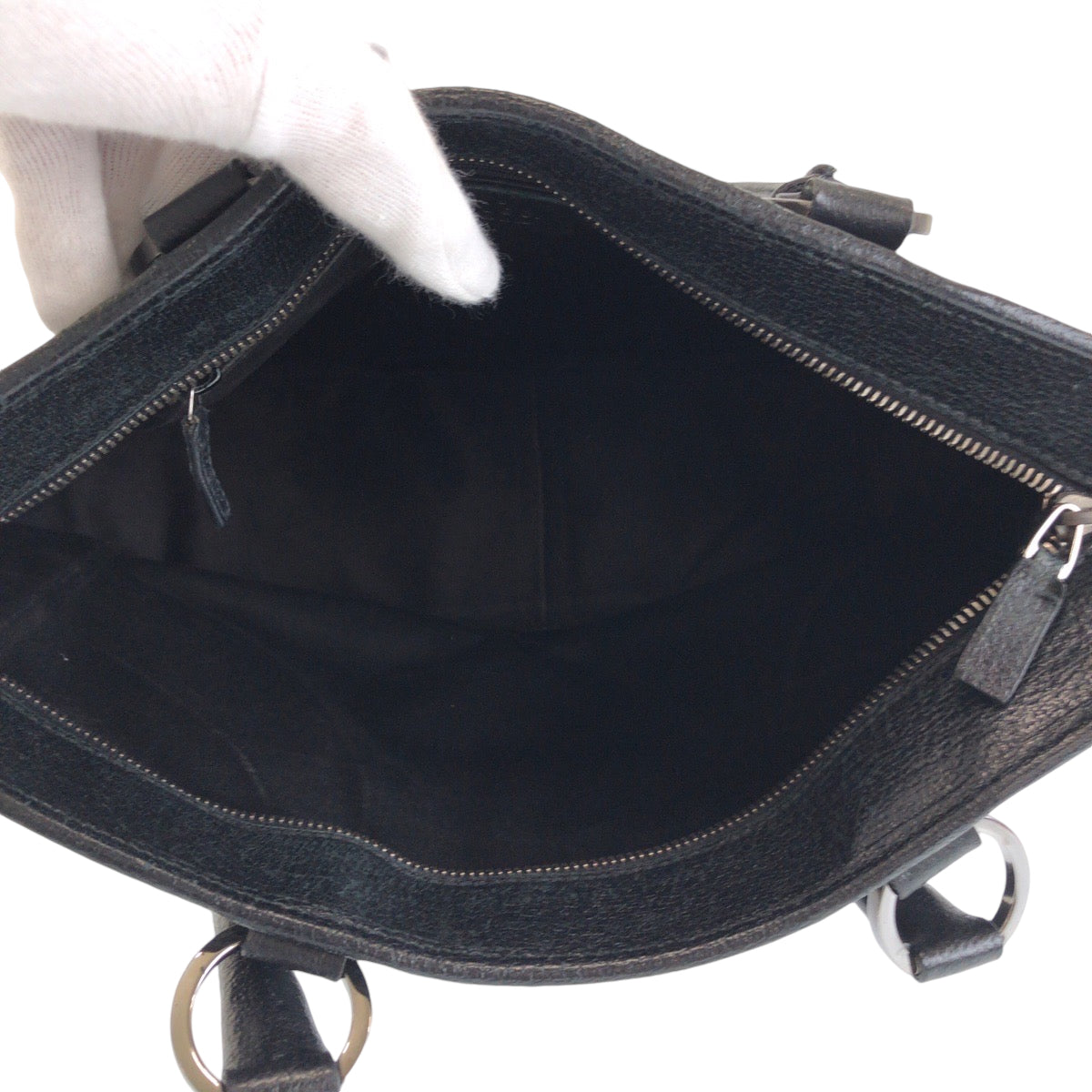 GUCCI Tote Bag 113011 GG canvas Black SilverMetal Tote Bag Shoulder Bag Women Used