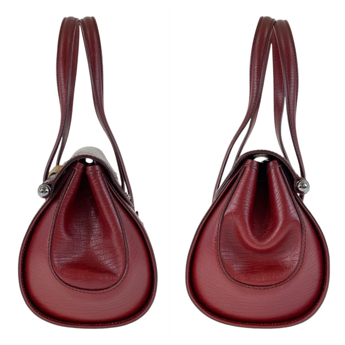 GUCCI Shoulder Bag 111713 GG canvas, leather Red Silver Metal Shoulder Bag Bamboo Women Used
