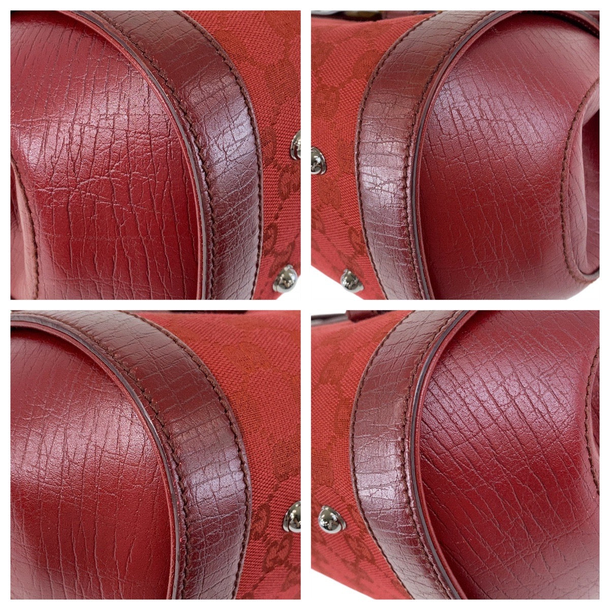 GUCCI Shoulder Bag 111713 GG canvas, leather Red Silver Metal Shoulder Bag Bamboo Women Used
