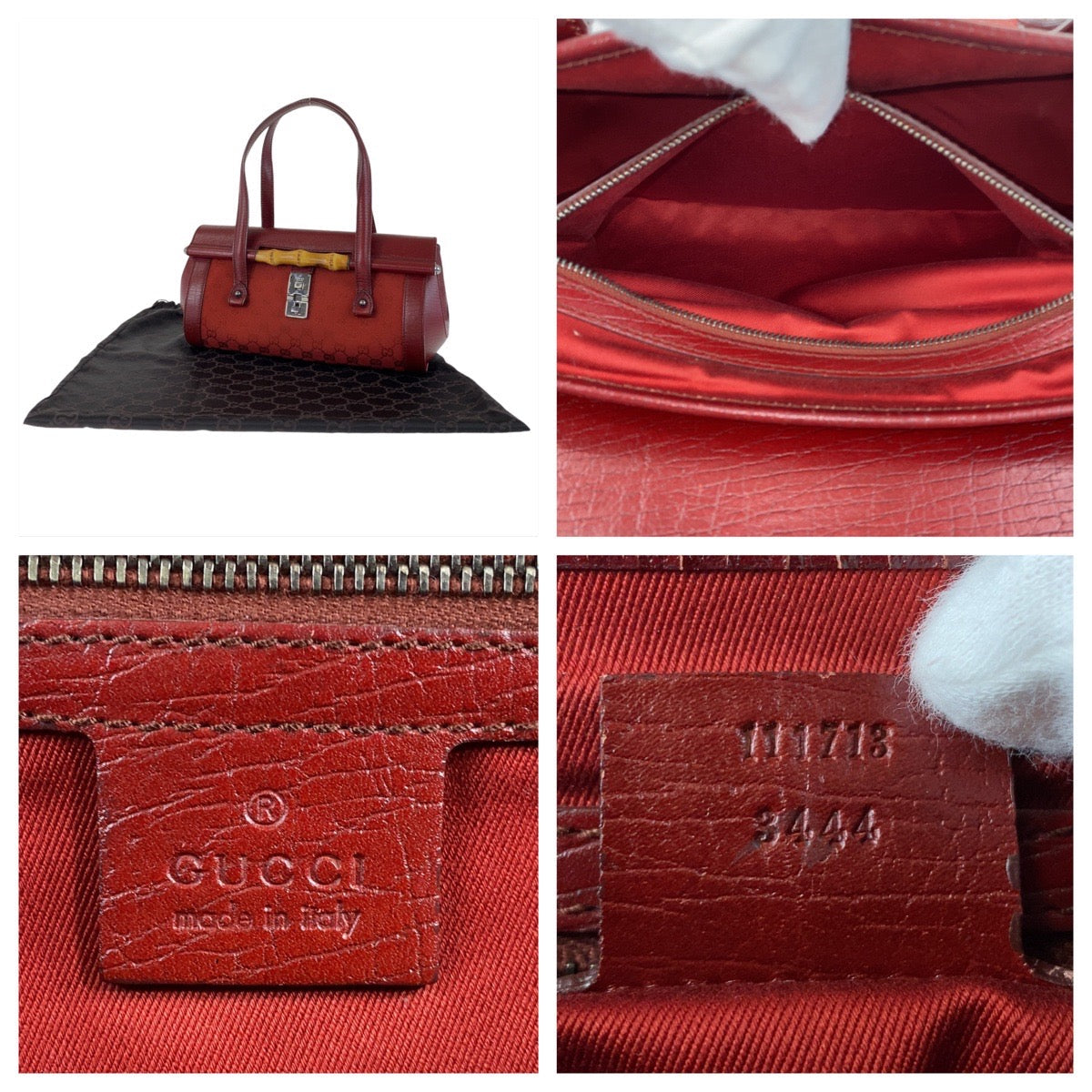 GUCCI Shoulder Bag 111713 GG canvas, leather Red Silver Metal Shoulder Bag Bamboo Women Used