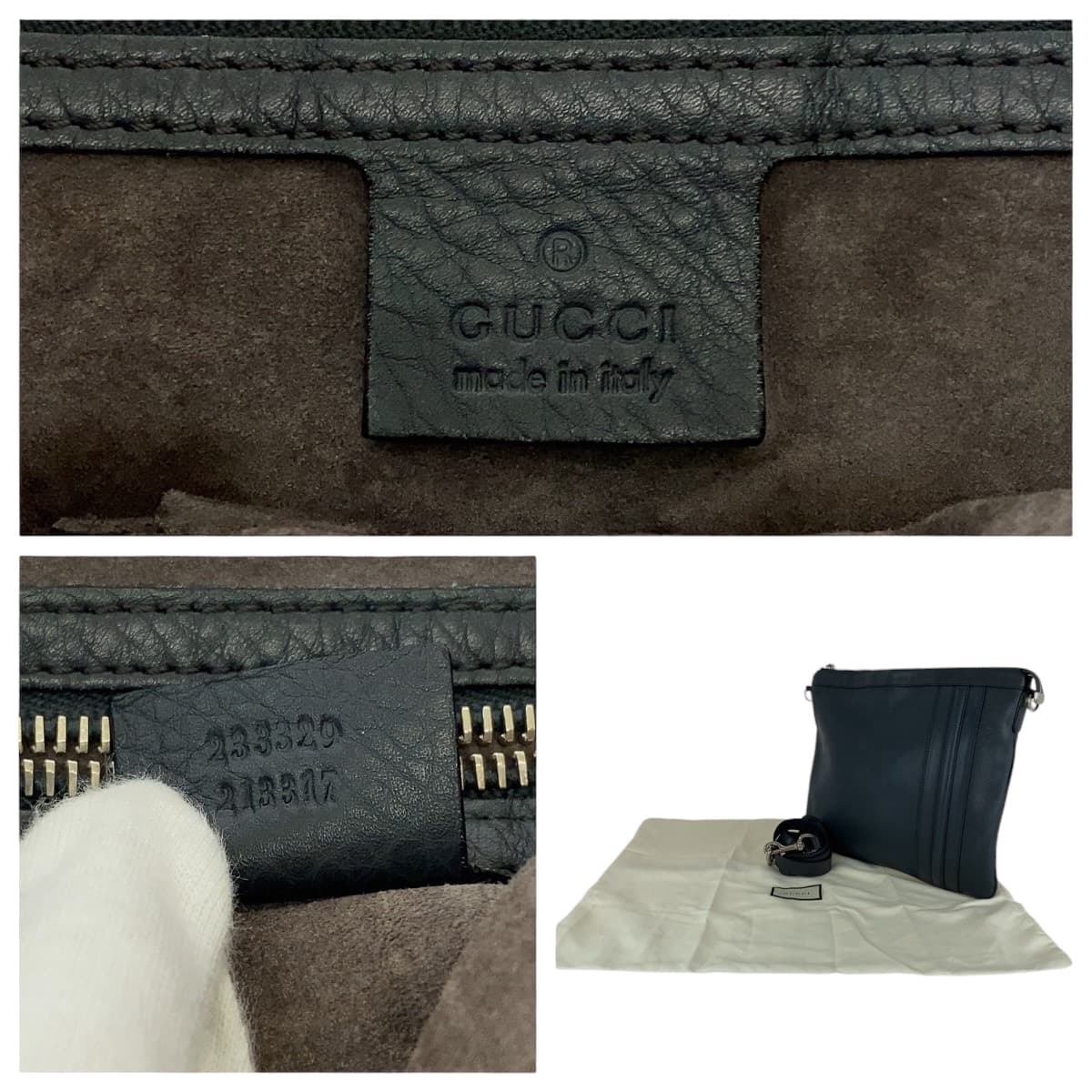 GUCCI Shoulder Bag 233329 leather Dark Grey SilverMetal Shoulder Bag pochette mens Used