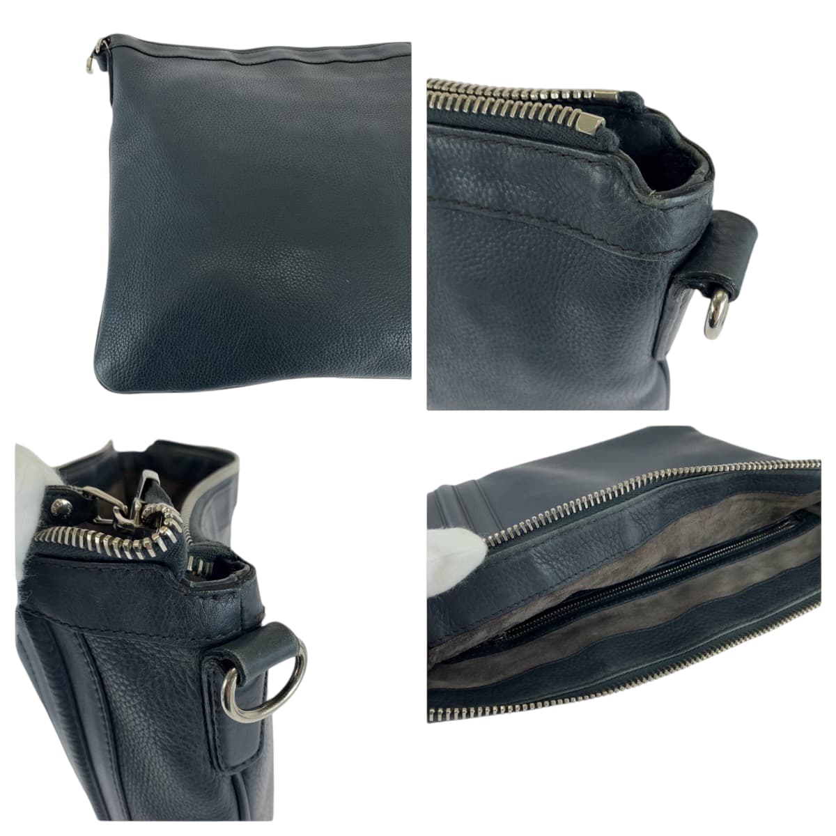 GUCCI Shoulder Bag 233329 leather Dark Grey SilverMetal Shoulder Bag pochette mens Used