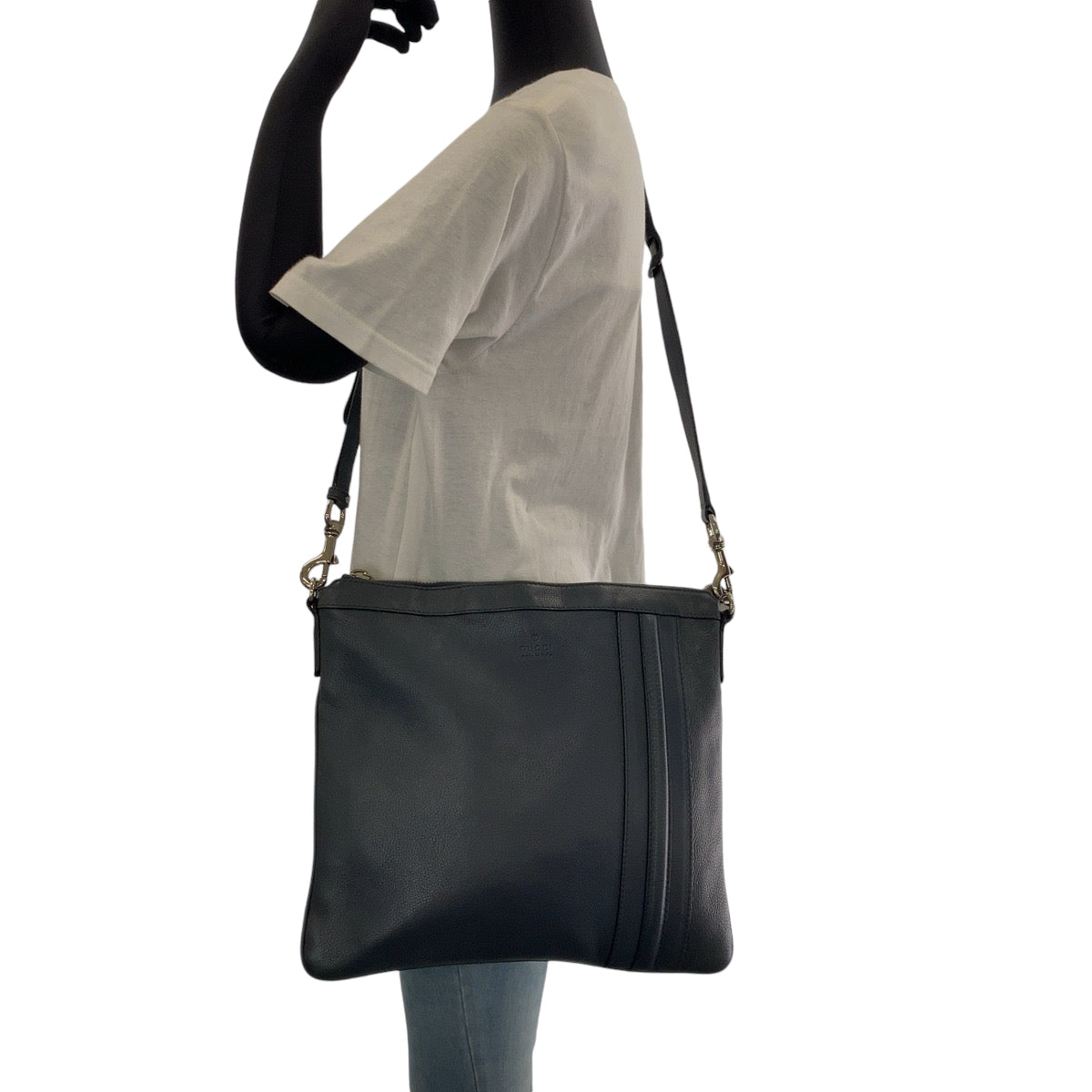 GUCCI Shoulder Bag 233329 leather Dark Grey SilverMetal Shoulder Bag pochette mens Used
