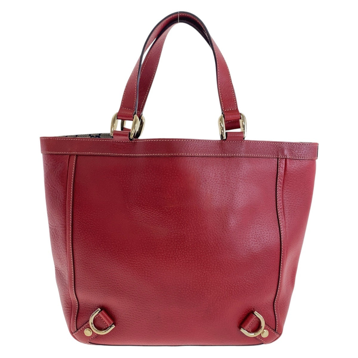 GUCCI Tote Bag 130739 Leather, GG canvas Red Gold Metal Tote Bag handbag Abbey Women Used