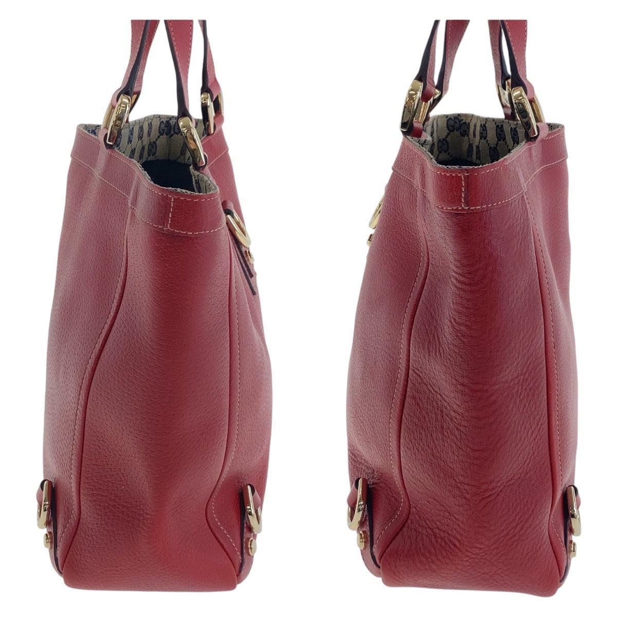 GUCCI Tote Bag 130739 Leather, GG canvas Red Gold Metal Tote Bag handbag Abbey Women Used