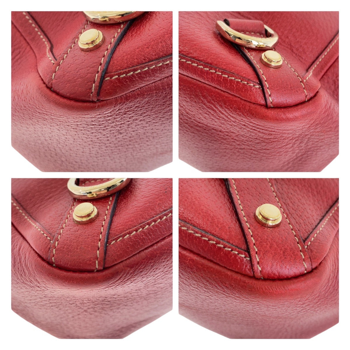 GUCCI Tote Bag 130739 Leather, GG canvas Red Gold Metal Tote Bag handbag Abbey Women Used