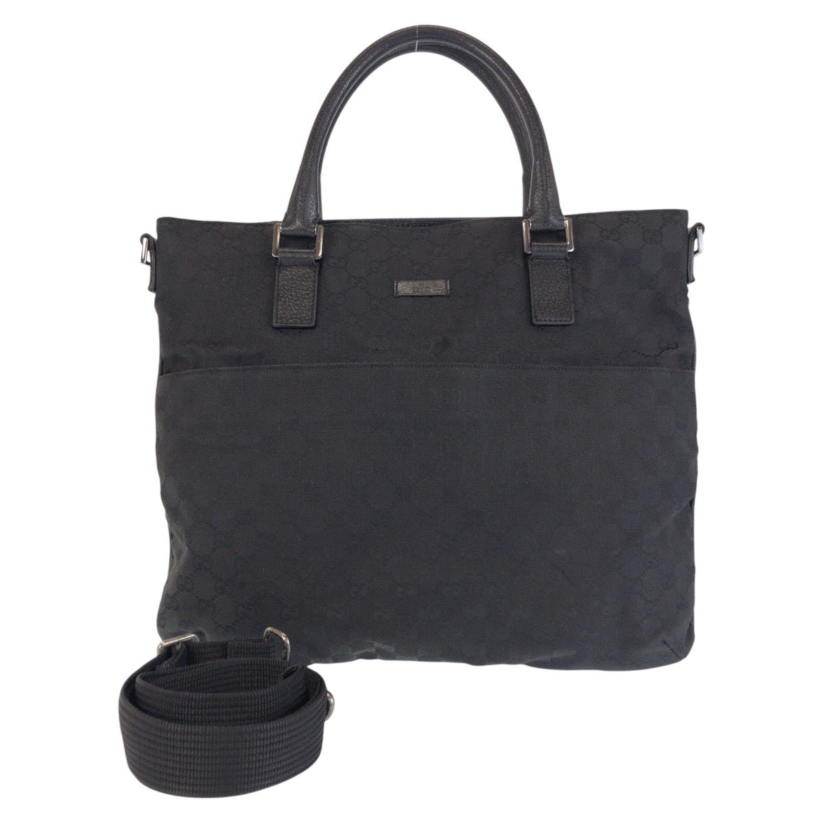 GUCCI Tote Bag 122797 GG canvas, leather Black SilverMetal Tote Bag Shoulder Bag Women Used