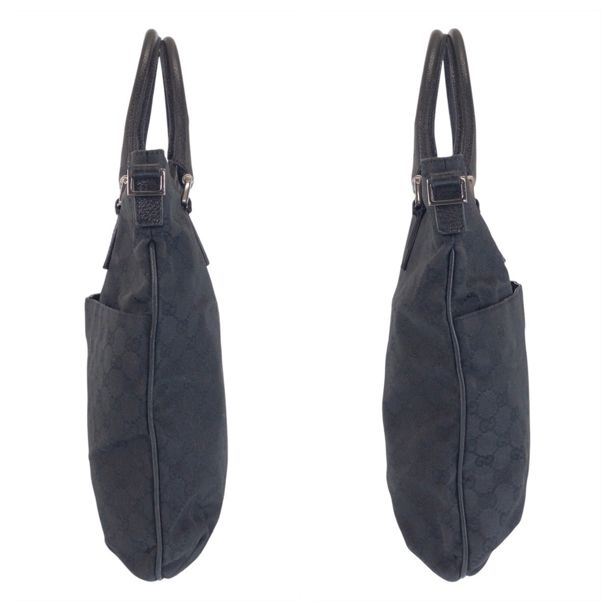 GUCCI Tote Bag 122797 GG canvas, leather Black SilverMetal Tote Bag Shoulder Bag Women Used