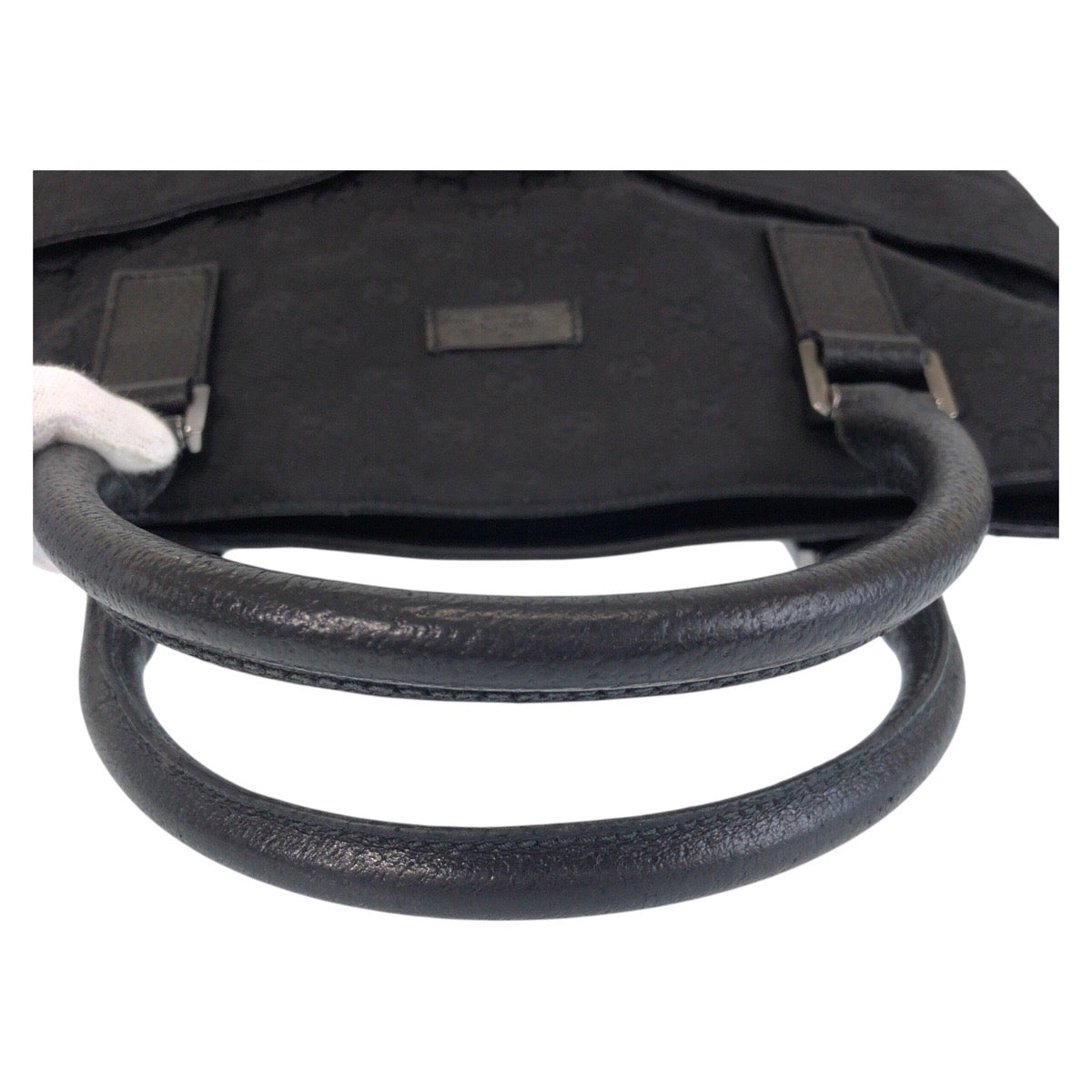 GUCCI Tote Bag 122797 GG canvas, leather Black SilverMetal Tote Bag Shoulder Bag Women Used