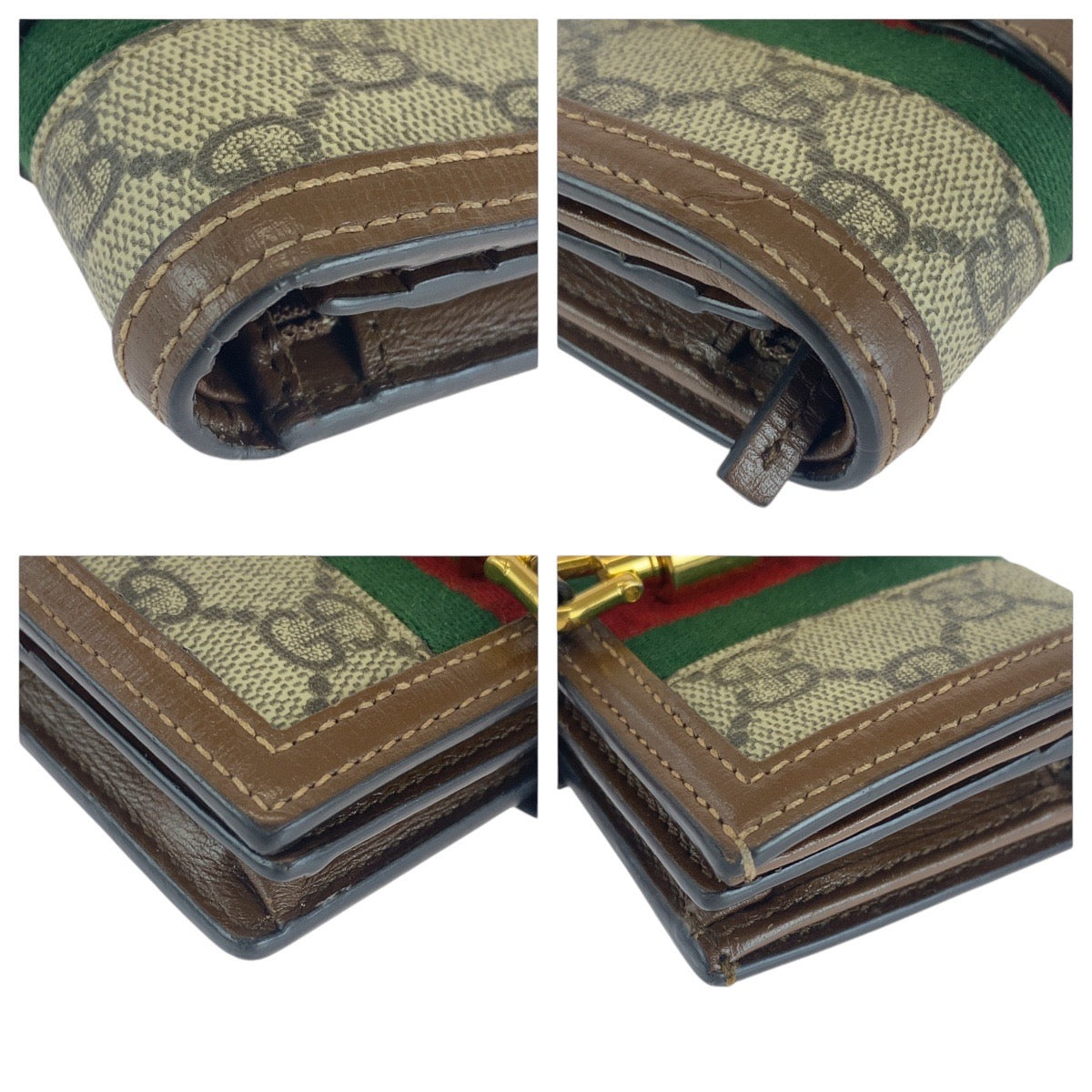 GUCCI Bifold Wallet 645536 GG Supreme canvas, leather Brown multicolor Folding wallet Compact wallet Jackie Women Used