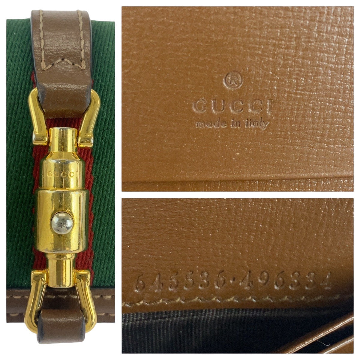 GUCCI Bifold Wallet 645536 GG Supreme canvas, leather Brown multicolor Folding wallet Compact wallet Jackie Women Used