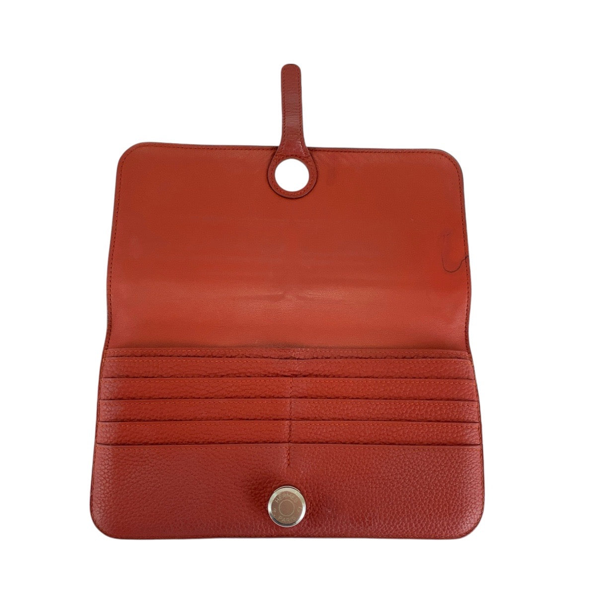 HERMES Long Wallet Purse Togo Rouge Grenat Red Long Wallet Purse Long wallet unisex Dogon Long Women Used