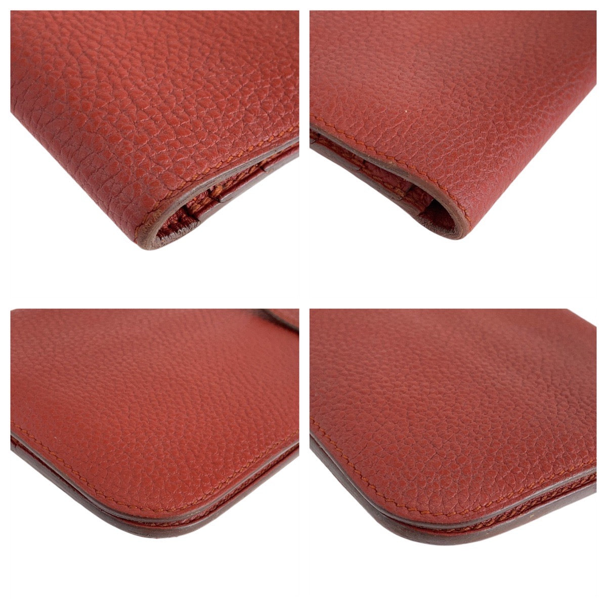 HERMES Long Wallet Purse Togo Rouge Grenat Red Long Wallet Purse Long wallet unisex Dogon Long Women Used