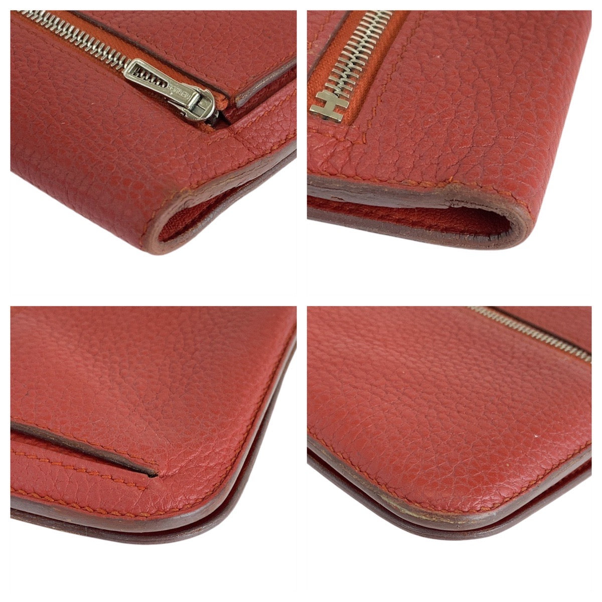 HERMES Long Wallet Purse Togo Rouge Grenat Red Long Wallet Purse Long wallet unisex Dogon Long Women Used