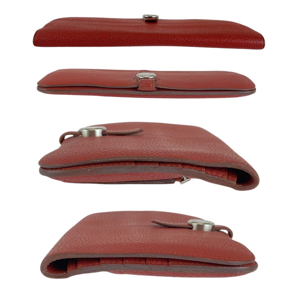 HERMES Long Wallet Purse Togo Rouge Grenat Red Long Wallet Purse Long wallet unisex Dogon Long Women Used