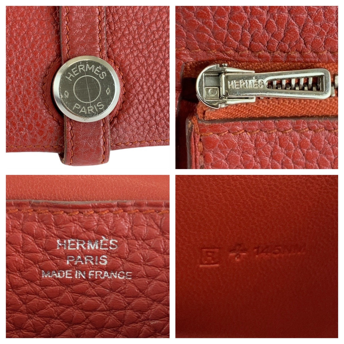 HERMES Long Wallet Purse Togo Rouge Grenat Red Long Wallet Purse Long wallet unisex Dogon Long Women Used