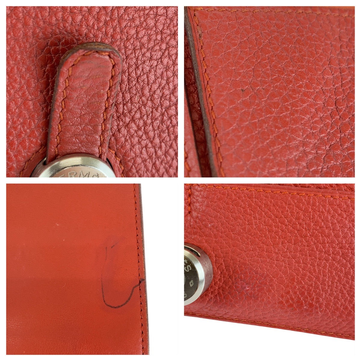 HERMES Long Wallet Purse Togo Rouge Grenat Red Long Wallet Purse Long wallet unisex Dogon Long Women Used